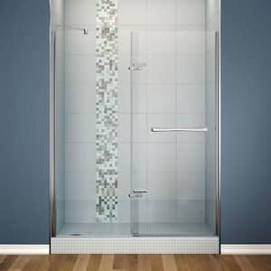 Reveal 59 in. x 71-1/2 in. x 1/2 in. Semi-Framed Pivot Shower Door with 8 mm Clear Tempered Glass in Chrome