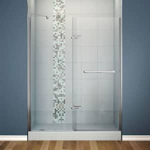 Reveal 59 in. x 71-1/2 in. Frameless Pivot Shower Door in Chrome