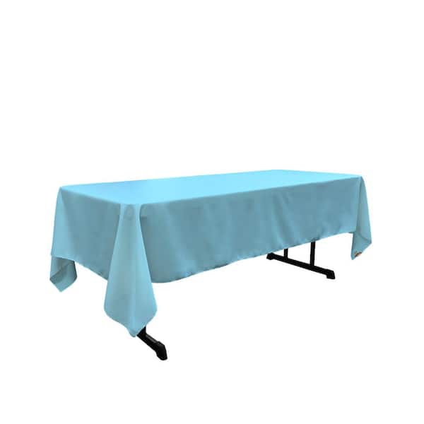 LA Linen Polyester Poplin 60 in. x 126 in. Light Turquoise Rectangular Tablecloth