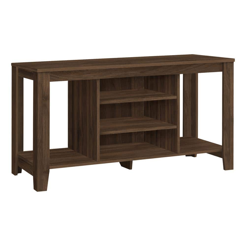 Walnut TV Stand Fits TVs up to 55-65 in. with Shelves and Cable Management