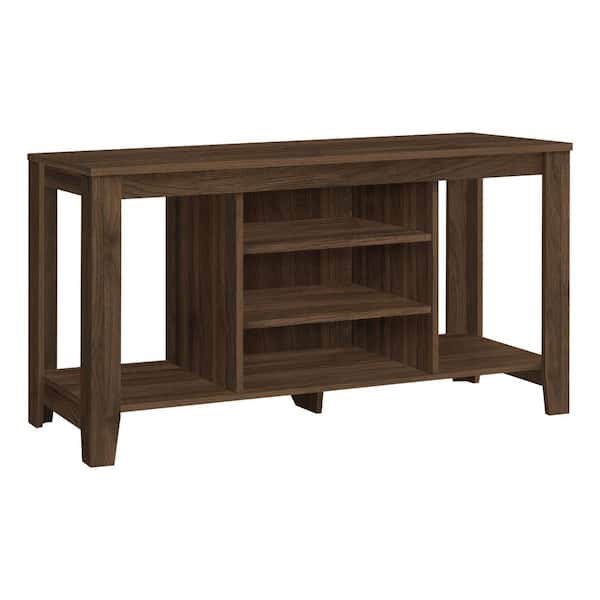 Unbranded Walnut TV Stand Fits TVs up to 55-65 in. with Shelves and Cable Management