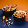 8 qt. Oval Non-Stick Cast Iron Dutch Oven in Black with Lid VS-ZTO-37-BK -  The Home Depot