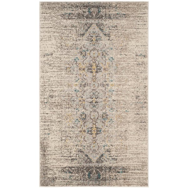 SAFAVIEH Monaco Grey/Multi Doormat 3 ft. x 5 ft. Border Area Rug