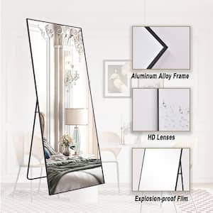 30 in. W x 70.8 in. H Rectangular Black Aluminum Alloy Framed Full Length Mirror Standing Floor Mirror