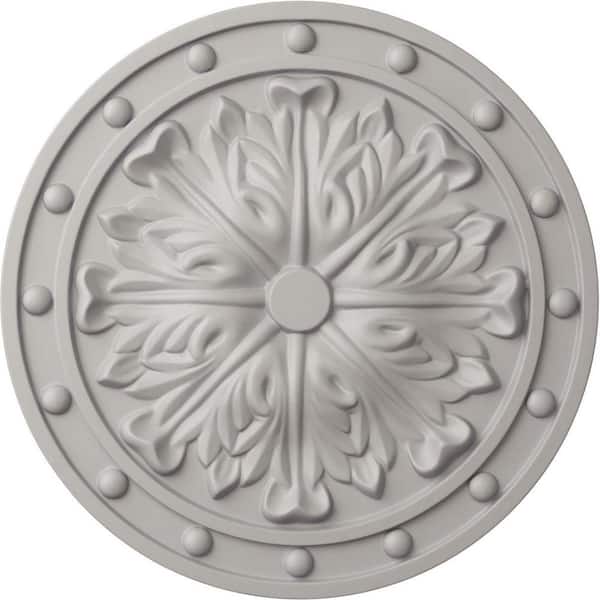 Ekena Millwork 1-1/2 in. x 20-1/2 in. x 20-1/2 in. Polyurethane Foster Acanthus Leaf Ceiling Medallion, Ultra Pure White