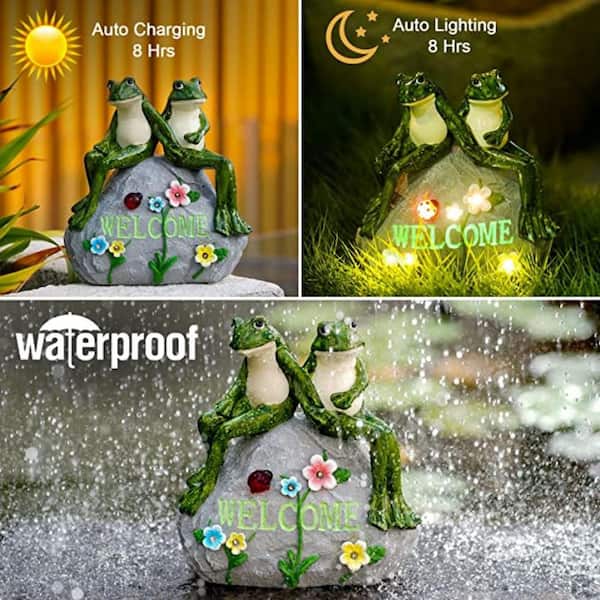Solar Couple Frog Statue for Garden Decor - Outdoor Lawn Decor Figurines  for Patio, Balcony, Yard, Lawn Ornament
