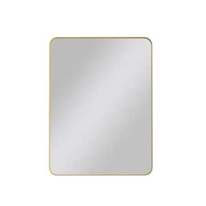 24 in. W x 36 in. H Rectangular Framed Wall Bathroom Vanity Mirror in Gold