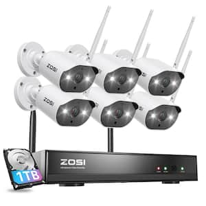 8-Channel 3MP 2K 1TB Hard Drive NVR Security Camera System with 6 Outdoor Wi-Fi Spotlight IP Cameras, 2-way Audio