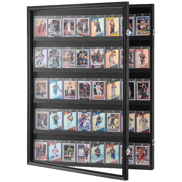 35 Graded Black Sports Card Display Case 24.3x30.5x2.1in. Card Display Frame UV Protection Clear View PC Glass Lockable