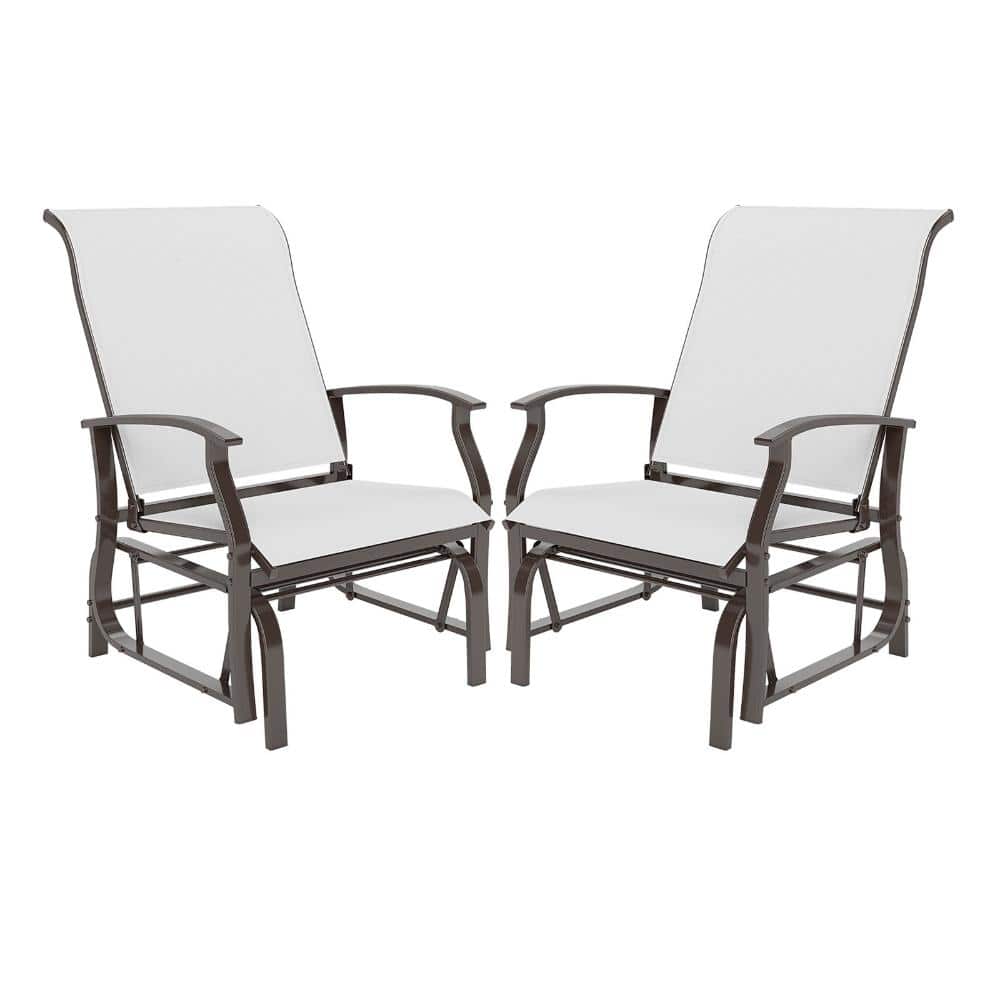 Set of 2 Fabric and Metal Outdoor Glider Chairs with 350 lb. Capacity, Beige price history on PriceWatchPro