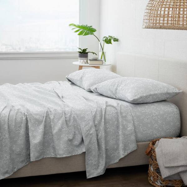 Becky Cameron Premium Ultra Soft 4 Piece Light Gray Trellis Vine Pattern Microfiber California King Sheet Set Ieh 4pc Tvi Calking Lgray Becky Cameron Premium Ultra Soft 4, Jersey Bed Sheets Cal King
