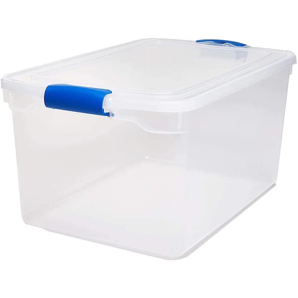 Rubbermaid Roughneck Clear 66 Qt. Plastic Storage Tote w/ Gray Lid
