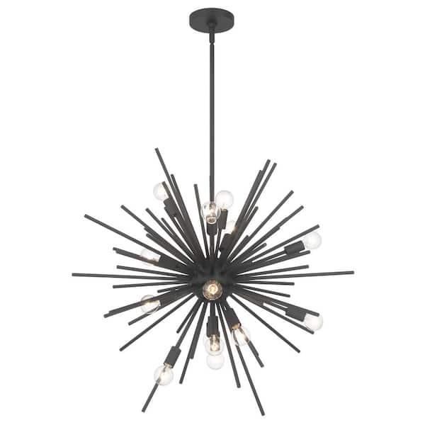 Bessel 40-Watt 15-Light Sand Black Sputnik Style Pendant Light with No Shades and No Bulbs Included