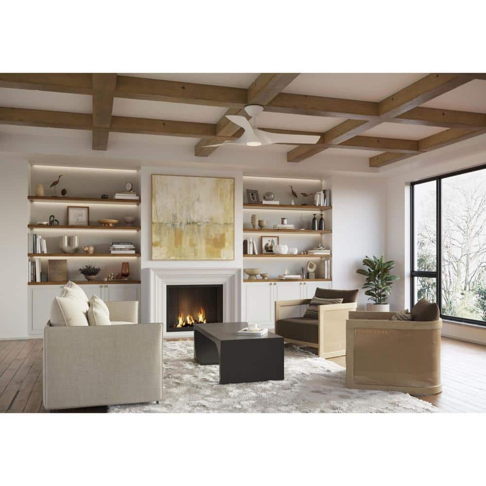 Ryne 52" Matte White 3-Blade Smart LED Ceiling Fan