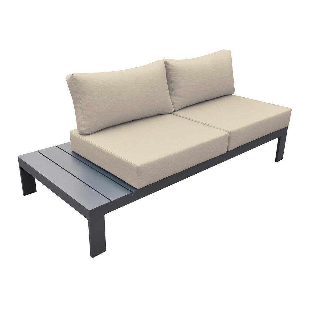 Razor Gray 3-Piece Aluminum Outdoor Sectional with Taupe Cushions