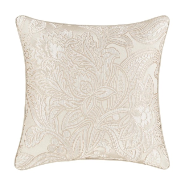 Unbranded Valdez Alabaster Polyester Jacobean 20 in. Square Decorative Throw Pillow 20 in. L x 20 in. W