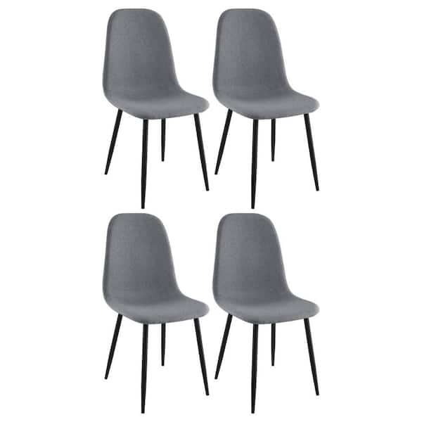 Benjara Dinar Gray and Black Fabric Solid Back Dining Chair (Set of 4)