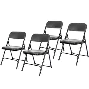 Lucille Collection Ultra Light Plastic Card Table Folding Chair, Charcoal, Pack of 4