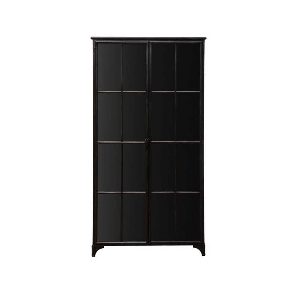 Black Metal Display Accent Storage Cabinet with Glass Doors and Shelves -  Storied Home, DF7152