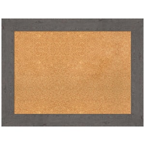 Rustic Plank Grey 33.38 in. x 25.38 in. Framed Corkboard Memo Board