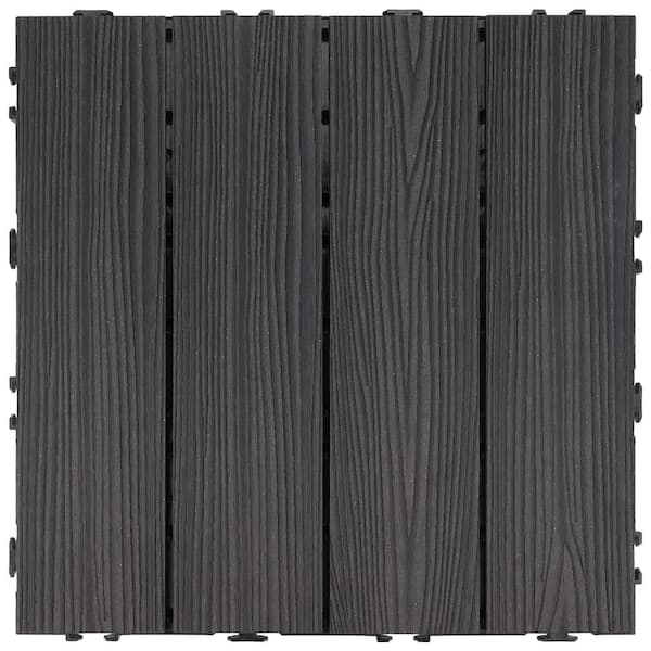 Design House Square 1 ft. x 1 ft. Wood-Plastic Composite Deck Tiles in Modern Ebony (6-Pack)