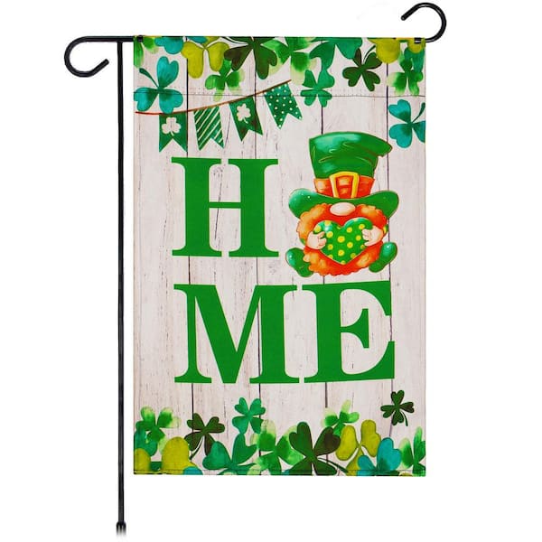 G128 1 ft. x 1.5 ft. Polyester St. Patrick's Day Gnome with Green hat Garden Flag 2-Sided Printed Blockout