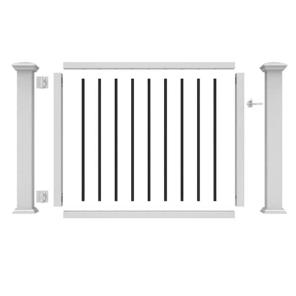 Veranda 36 in. to 48 in. Traditional White Poly-Composite Rail Gate Kit with Metal Balusters