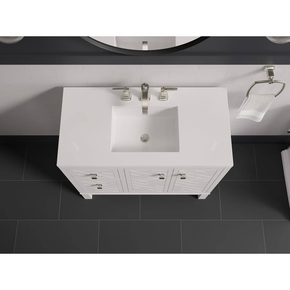 Beauxline Traditional 36-Inch White Quartz Bathroom Vanity Set