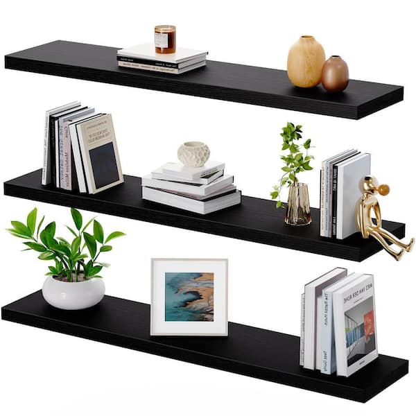 23.6 in. W x 6.7 in. D Black Floating Shelves for Wall, Decorative