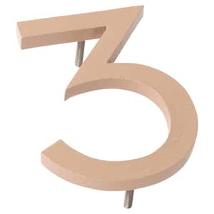 4 in. Taupe Aluminum Floating or Flat Modern House Number 3