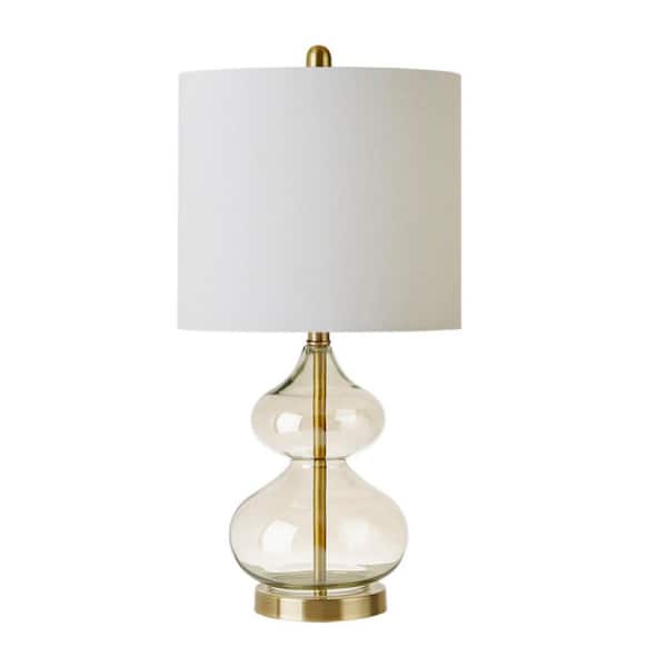 Milo 25 in. Gold Glass Table Lamp with Cotton Shade