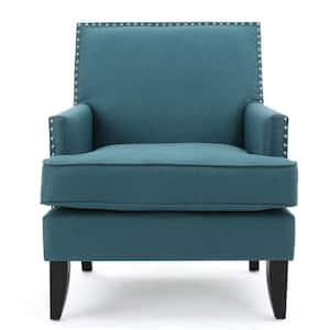 Tilla Studded Dark Teal Fabric Club Chair