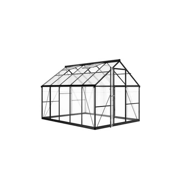PABIMIA 8 ft. W x 10 ft. D Outdoor Polycarbonate Greenhouse with Quick Setup, Roof Vent, and Aluminum Frame