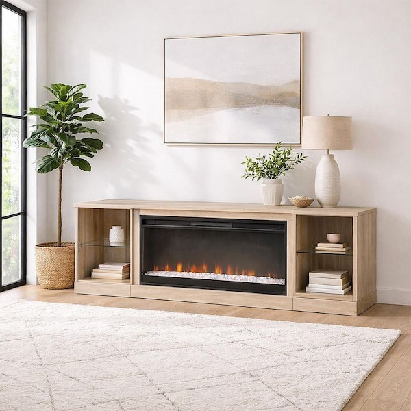 Linon Home Decor Xander 77.9 in Freestanding Electric Fireplace TV