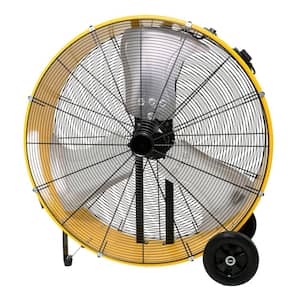 36 in. Yellow heavy-duty Drum Fan-2 Speeds, 4/5 HP Motor, Turbo Blade, Low Noise for Industrial/Commercial/Patio.