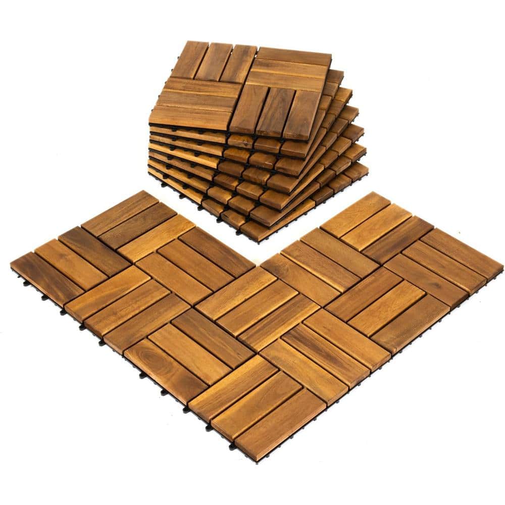 1 ft. x 1 ft. Interlocking Acacia Wood Deck Tiles for Patio Garden, Balcony and Poolside in Natural Wood-(10-Pack) price history on PriceWatchPro