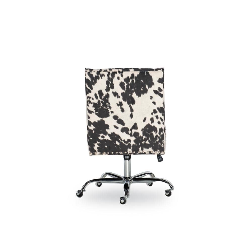 Draper Executive Swivel Office Chair in Black & White Cowhide Print