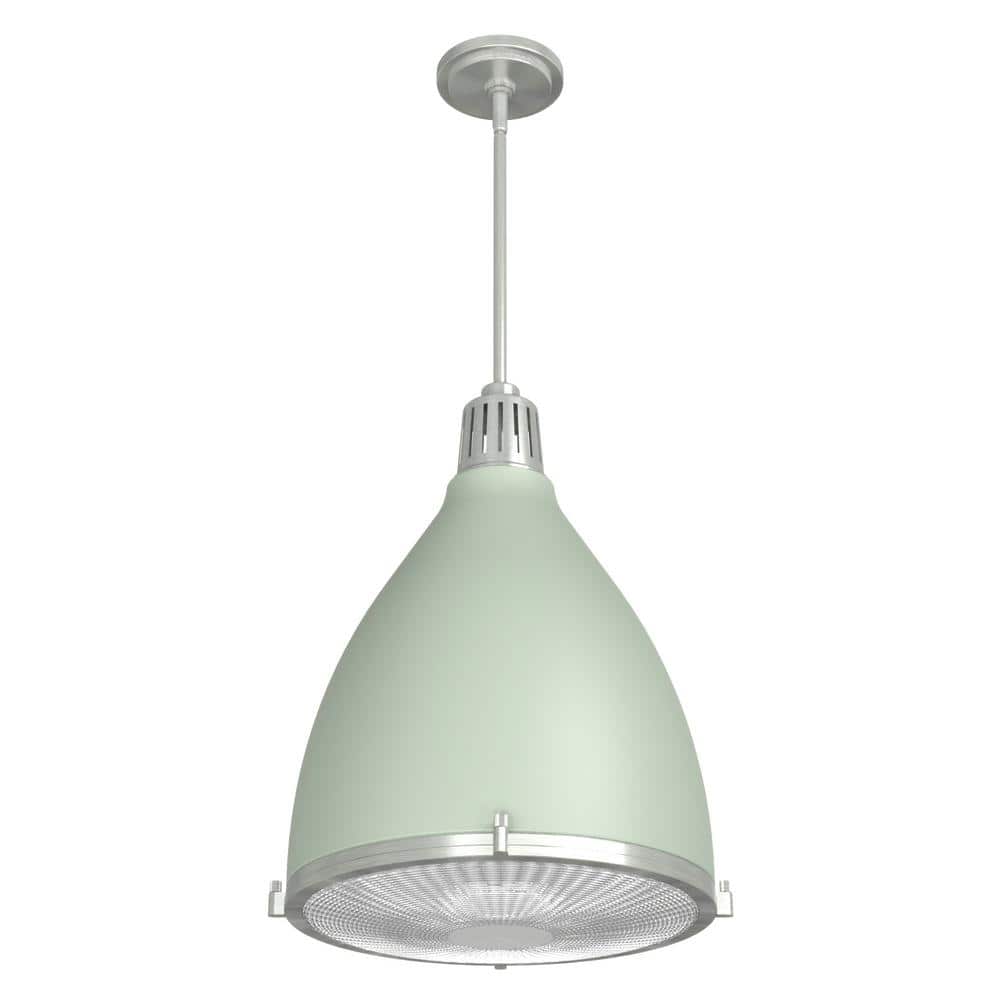 Soft Sage Brushed Nickel 16'' LED Glass Pendant Light