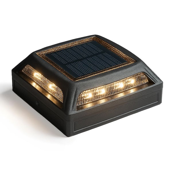 Muskoka Solar/Battery Operated Black Aluminum LED 4 in. x 4 in. Path, Dock and Deck Post Light (2-Pack)