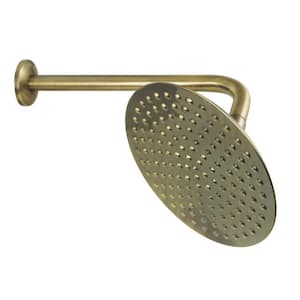 Shower Scape 1-Spray Patterns 7.75 in. Wall Mount Rain Fixed Shower Head in Antique Brass with 12 in. Shower Arm
