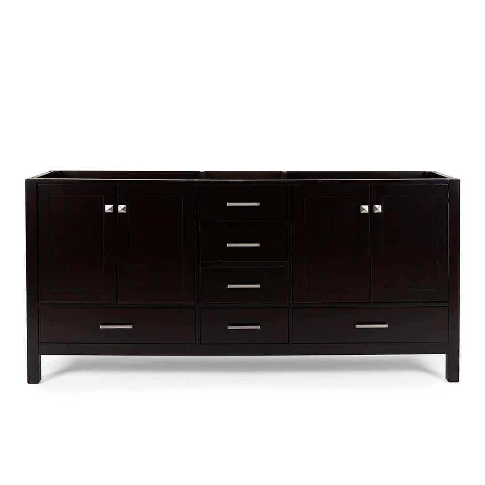 Cambridge Espresso 72" Double Freestanding Vanity with Nickel Hardware