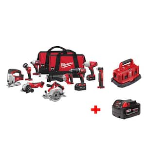 M18 18V Lithium-Ion Cordless Combo Kit (9-Tool) with M18 Sequential charger and 4.0Ah XC Battery