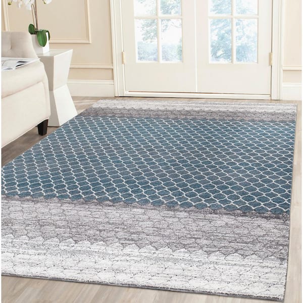 StyleWell Blue Tile Geo 3 ft. x 4 ft. Area Rug 22763 - The Home Depot