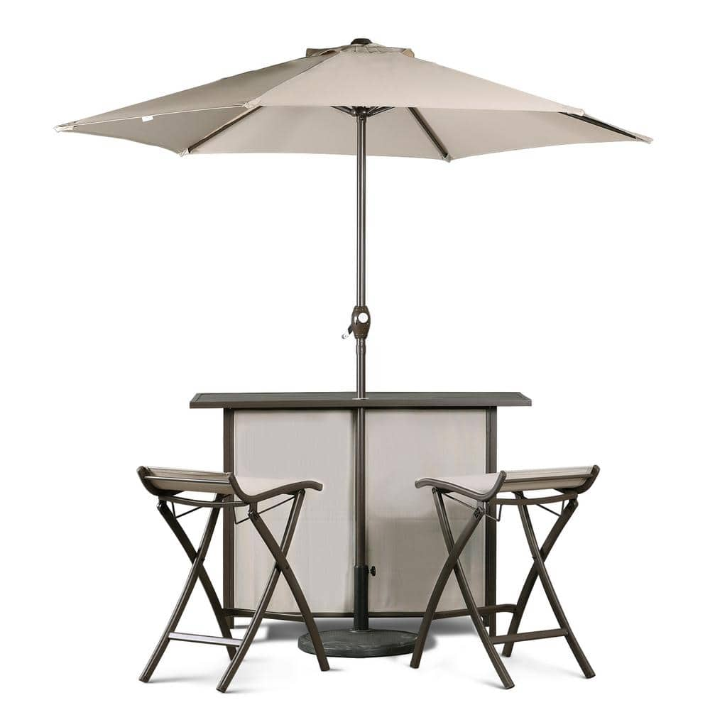 Outdoor patio bar set with umbrella sale