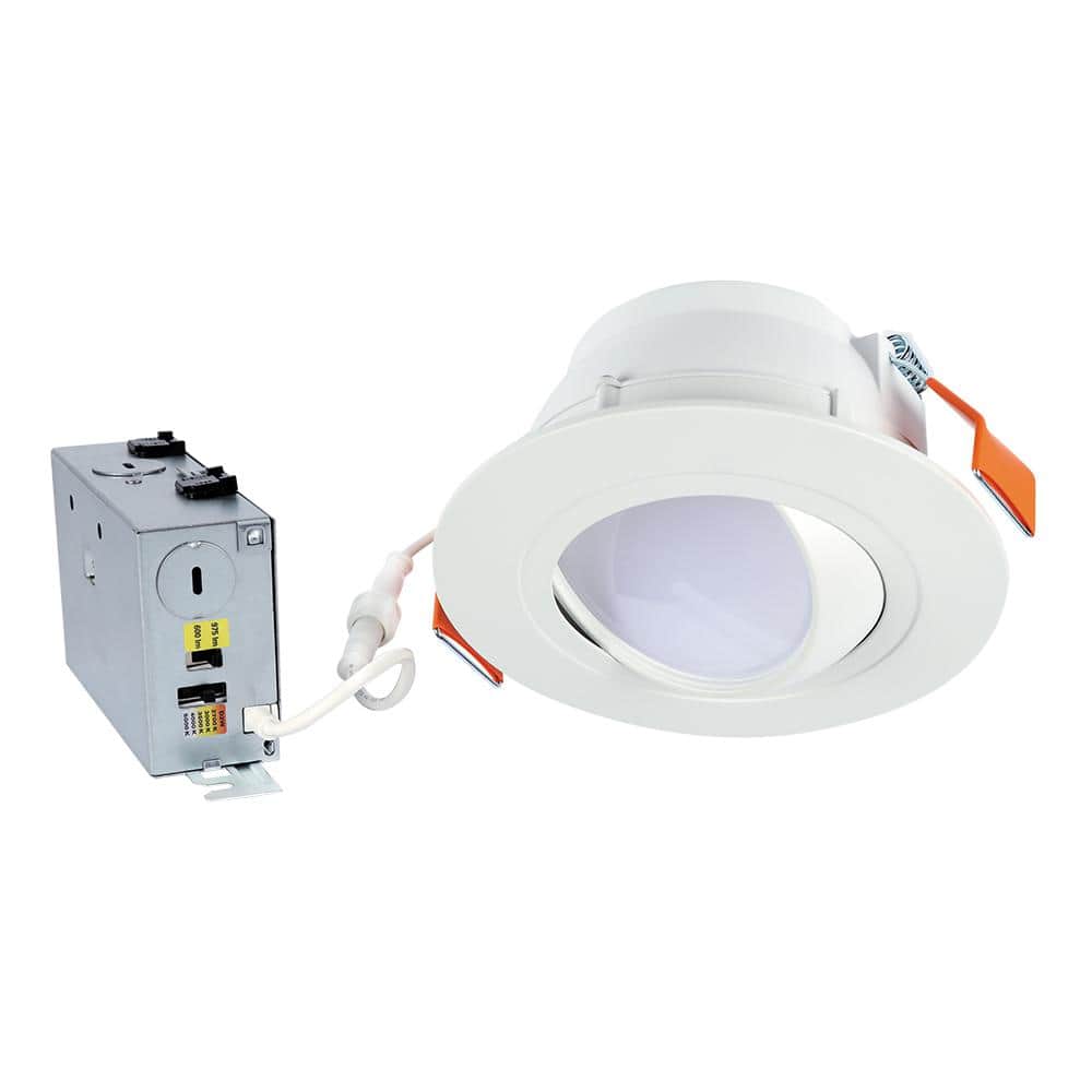 White Aluminum 6-Inch Adjustable LED Downlight with Selectable Color Temperatures
