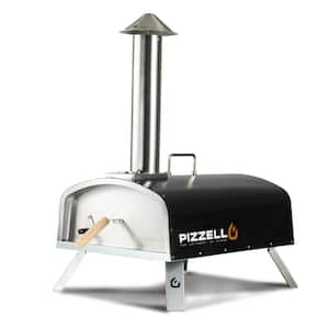 Propane and Wood Fired Stainless Steel Outdoor Pizza Oven Pizza Grill with Gas Burner, Wood Tray, 16 in. - Black