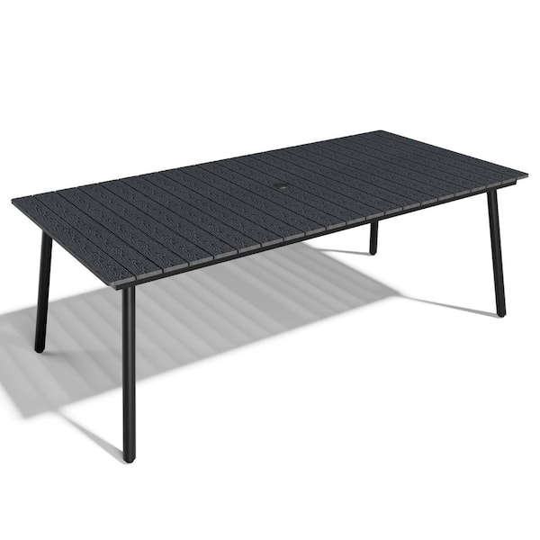Aluminum Outdoor Dining Table 82.5 in. x 40.6 in. Patio Dining Table with 1.61 in. Umbrella Hole