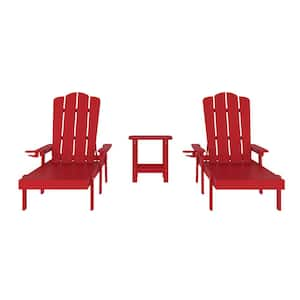 Red 3-Piece Plastic Patio Conversation Set