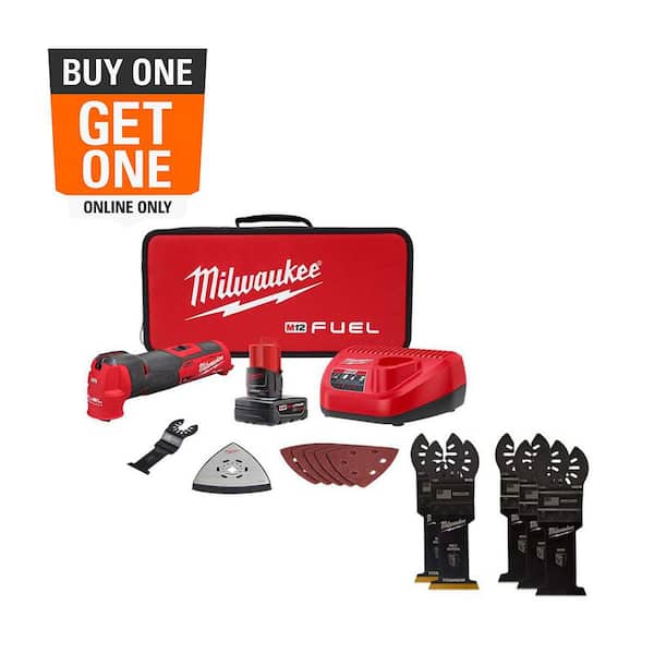 M12 FUEL 12V Lithium-Ion Cordless Oscillating Multi-Tool Kit with 4.0 Ah Battery, Charger, Bag & Blade Set (5-Piece)