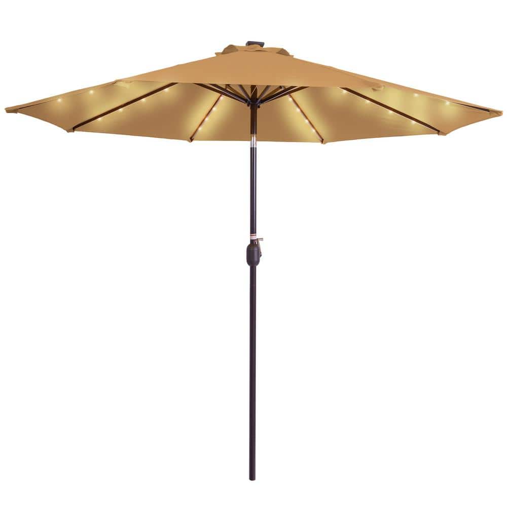 9 ft. Outdoor Lighted Market Patio Umbrella Table Umbrella with Crank and P
